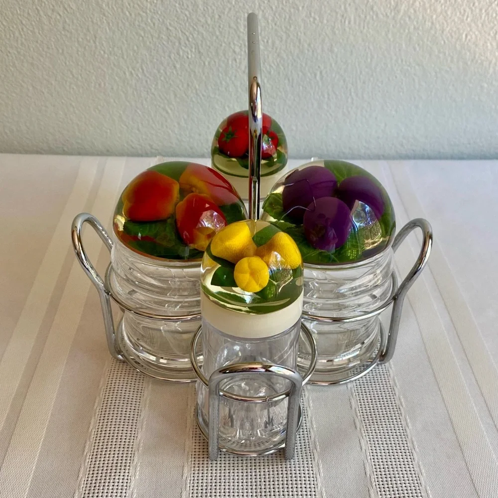 Vintage Acrylic Condiment Set Lucite - Picture 5 of 16